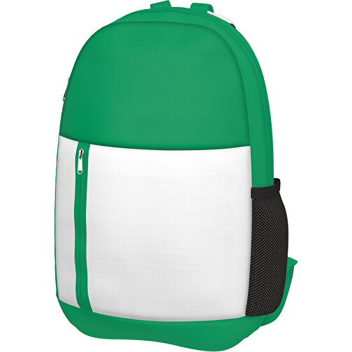 Rucksack Easy , weiss / hellgrün, Sublimation-fabric 300g, 15,00cm x 40,00cm x 30,00cm (Länge x Höhe x Breite), Bild 1