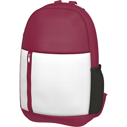 Rucksack Easy , weiss / bugunderrot, Sublimation-fabric 300g, 15,00cm x 40,00cm x 30,00cm (Länge x Höhe x Breite), Bild 1