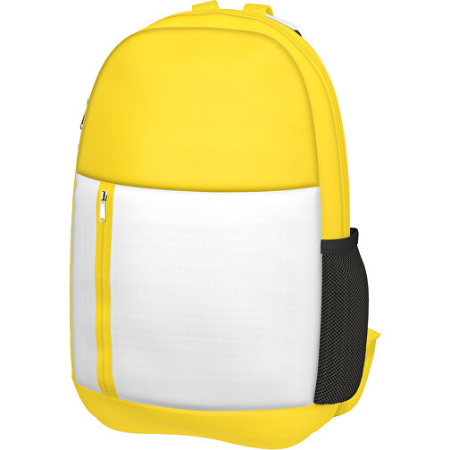 Rucksack Easy , weiss / zitronengelb, Sublimation-fabric 300g, 15,00cm x 40,00cm x 30,00cm (Länge x Höhe x Breite), Bild 1