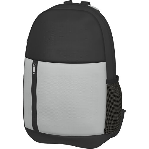 Rucksack Easy , hellgrau / schwarz, Sublimation-fabric 300g, 15,00cm x 40,00cm x 30,00cm (Länge x Höhe x Breite), Bild 1