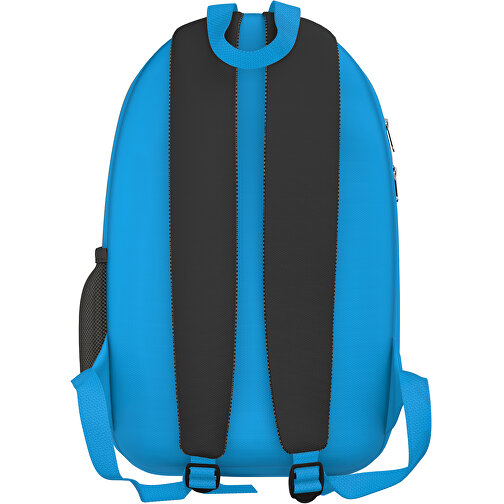 Rucksack Easy , schwarz / hellblau, Sublimation-fabric 300g, 15,00cm x 40,00cm x 30,00cm (Länge x Höhe x Breite), Bild 2