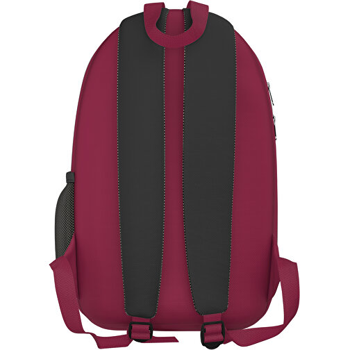 Rucksack Easy , schwarz / bugunderrot, Sublimation-fabric 300g, 15,00cm x 40,00cm x 30,00cm (Länge x Höhe x Breite), Bild 2