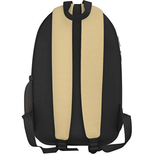 Rucksack Easy , hellbraun / schwarz, Sublimation-fabric 300g, 15,00cm x 40,00cm x 30,00cm (Länge x Höhe x Breite), Bild 2