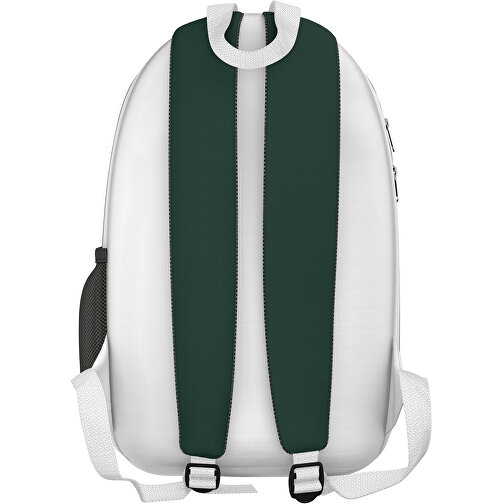 Rucksack Easy , dunkelgrün / weiß, Sublimation-fabric 300g, 15,00cm x 40,00cm x 30,00cm (Länge x Höhe x Breite), Bild 2