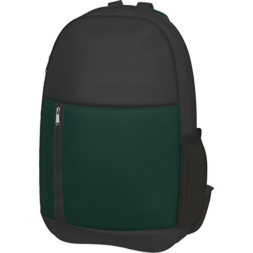 Rucksack Easy , dunkelgrün / schwarz, Sublimation-fabric 300g, 15,00cm x 40,00cm x 30,00cm (Länge x Höhe x Breite), Bild 1