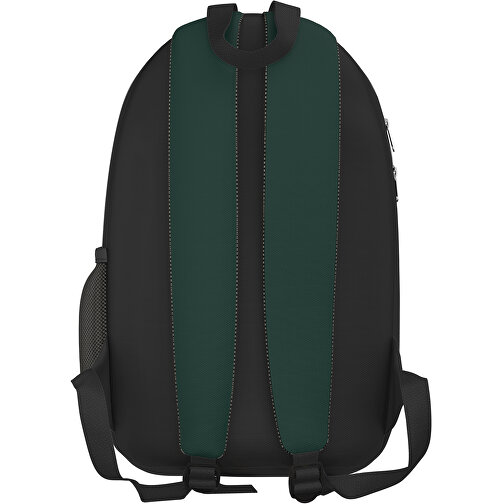 Rucksack Easy , dunkelgrün / schwarz, Sublimation-fabric 300g, 15,00cm x 40,00cm x 30,00cm (Länge x Höhe x Breite), Bild 2