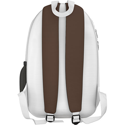 Rucksack Easy , espressobraun / weiss, Sublimation-fabric 300g, 15,00cm x 40,00cm x 30,00cm (Länge x Höhe x Breite), Bild 2