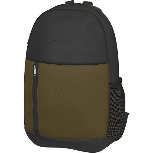 Rucksack Easy , tannengrün / schwarz, Sublimation-fabric 300g, 15,00cm x 40,00cm x 30,00cm (Länge x Höhe x Breite), Bild 1