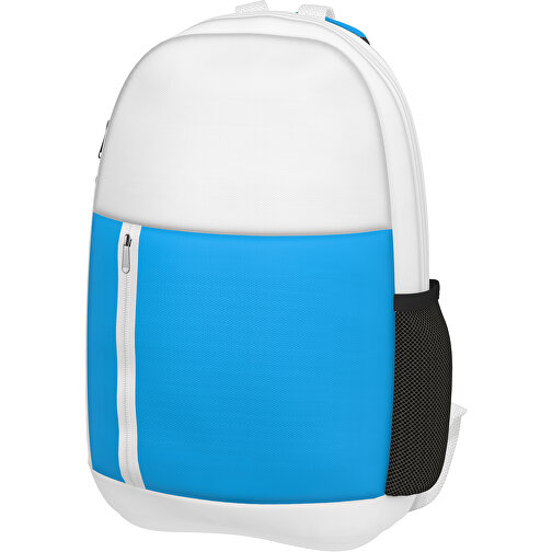 Rucksack Easy , hellblau / weiss, Sublimation-fabric 300g, 15,00cm x 40,00cm x 30,00cm (Länge x Höhe x Breite), Bild 1