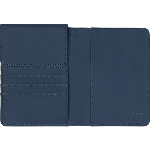 VINGA Baltimore RCS Recycelte Polyester-RFID-Reisepasshülle, Navy Blau , navy blau, PU - recycelt, 10,50cm x 1,80cm x 15,00cm (Länge x Höhe x Breite), Bild 2