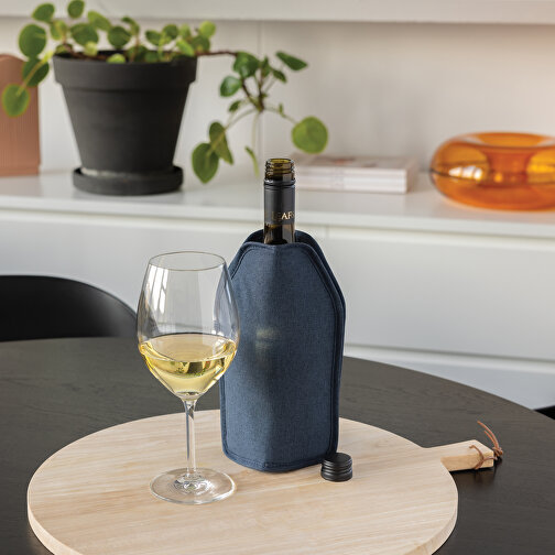 Vino AWARE™ RPET Weinkühler-Sleeve, Navy Blau , navy blau, PET - recycelt, 15,50cm x 22,50cm x 2,50cm (Länge x Höhe x Breite), Bild 7