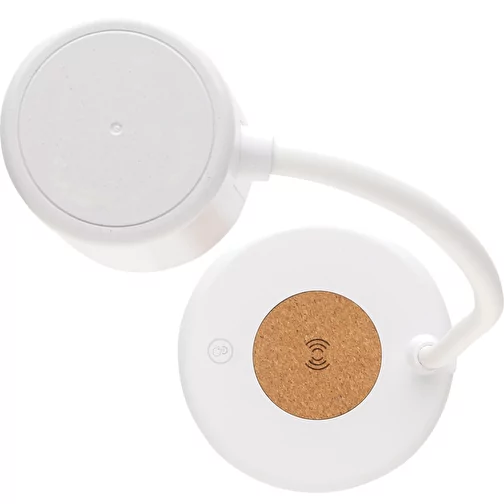 Zenara lampe de bureau 15W en plastique RCS rec. & liège, blanc, Image 4