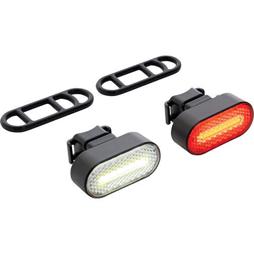 Set di luci per bicicletta Lumino USB in plastica riciclata RCS, nero, Immagine 2