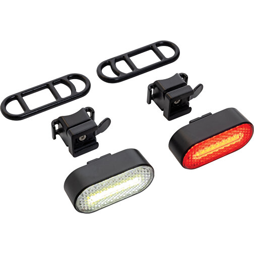 Juego de luces USB para bicicleta Lumino, de plástico reciclado RCS, negro, Imagen 3