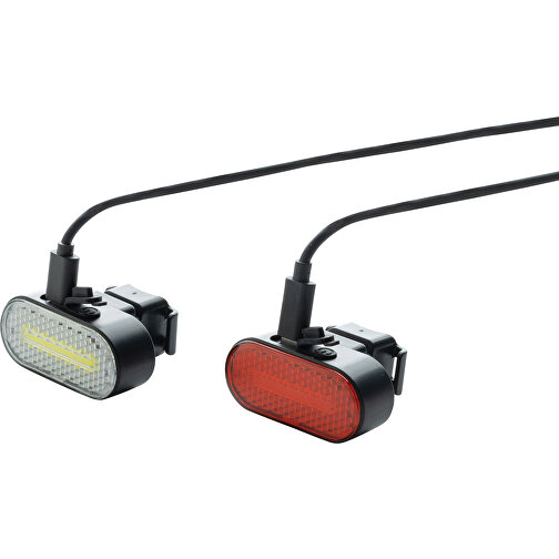 Set di luci per bicicletta Lumino USB in plastica riciclata RCS, nero, Immagine 5