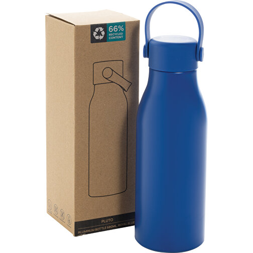 Botella Pluto de aluminio reciclado con certificado RCS 680 ml, azul real, Imagen 7