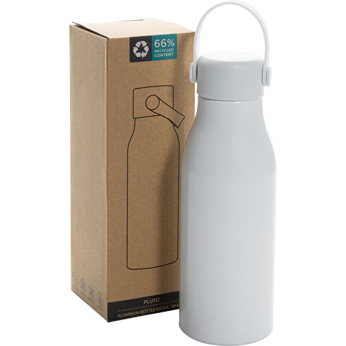 Pluto Flasche Aus RCS-zertifiziert Recyceltem Alu 680ml, Weiß , weiß, Aluminium - recycelt,PP, 21,30cm x 7,30cm x 7,30cm (Länge x Höhe x Breite), Bild 7