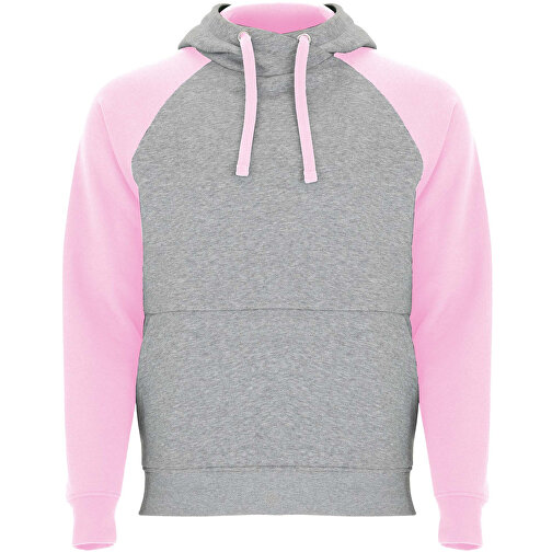 Badet Zweifarbiger Kapuzenpullover Für Kinder , heather grau / hellrosa, Gebürsteter Sweatshirt Strick 50% Baumwolle, 50% Polyester, 280 g/m2, 9/10, , Bild 1