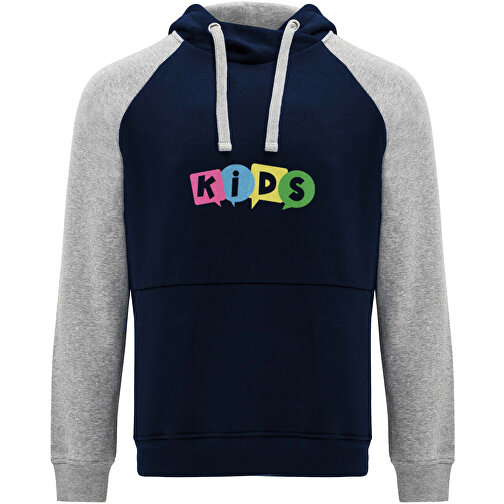 Badet Zweifarbiger Kapuzenpullover Für Kinder , navy blue / heather grau, Gebürsteter Sweatshirt Strick 50% Baumwolle, 50% Polyester, 280 g/m2, 5/6, , Bild 2