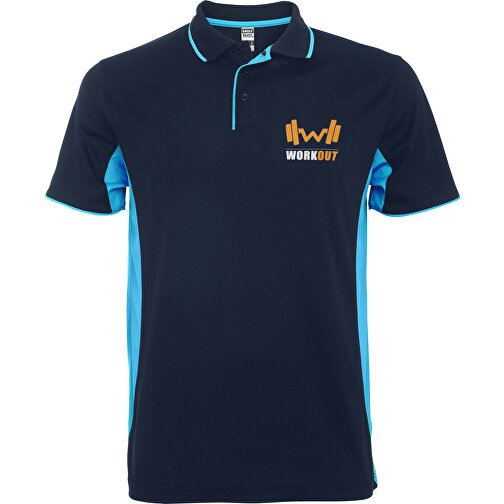 Montmelo Sport Poloshirt Unisex , navy blue / himmelblau, Piqué Strick mit Cool Fit Finish 100% Polyester, 150 g/m2, XL, , Bild 2