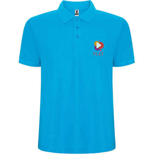 Pegaso Premium Poloshirt Für Kinder , türkis, Piqué Strick 60% Baumwolle, 40% Polyester, 190 g/m2, 11/12, , Bild 2