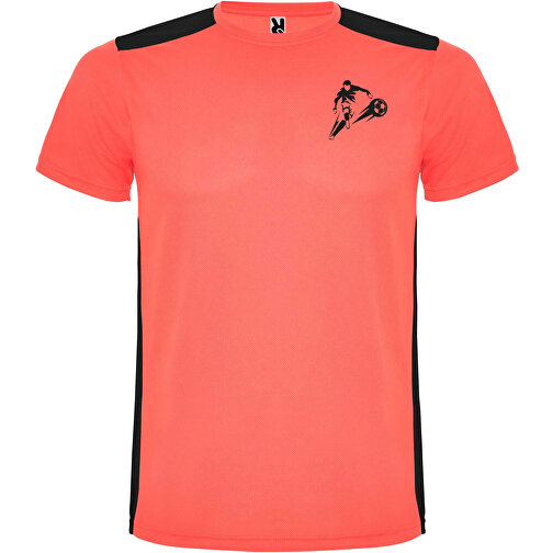 Detroit Sport T-Shirt Für Kinder , fluor coral / schwarz, Mesh mit Cool Fit Finish 100% Polyester, 130 g/m2, Contrast fabric, Mesh mit Cool Fit Finish 100% Polyester, 130 g/m2, 12, , Bild 2