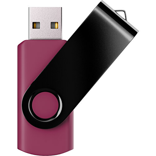 USB-Stick SWING Color 2.0 64 GB , Promo Effects MB , kirschrot / schwarz MB , 65 GB , Kunststoff/ Aluminium MB , 5,70cm x 1,00cm x 1,90cm (Länge x Höhe x Breite), Bild 1