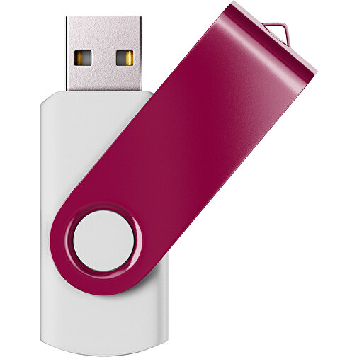 USB-Stick SWING Color 3.0 16 GB , Promo Effects MB , weiss / kirschrot MB , 16 GB , Kunststoff/ Aluminium MB , 5,70cm x 1,00cm x 1,90cm (Länge x Höhe x Breite), Bild 1