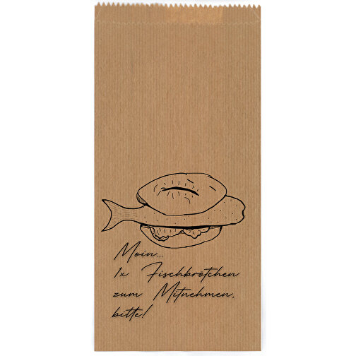 Brötchentüten Digitaldruck , 45g m/2 Kraftpapier braun, fettdicht, ungestrichen, lebensmittelecht, 15,00cm x 31,00cm x 6,50cm (Länge x Höhe x Breite), Bild 1