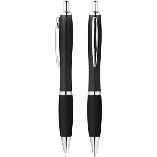Druckkugelschreiber 'Alpha' , schwarz-transparent, ABS, 14,10cm (Länge), Bild 1