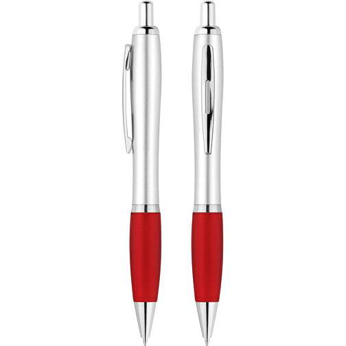 Druckkugelschreiber 'Beta' , silber, rot, ABS, 14,10cm (Länge), Bild 1
