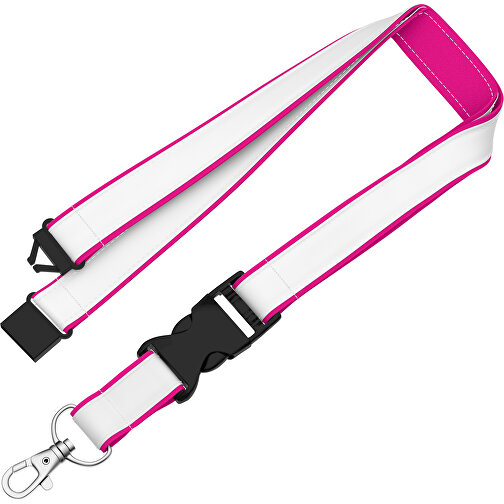 Lanyard Classic Neo , Promo Effects, weiß / pink, Polyester / Satin, 92,00cm x 2,00cm (Länge x Breite), Bild 1