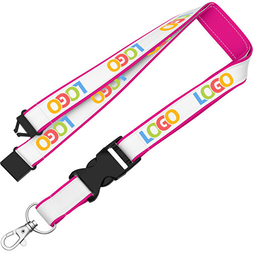 Lanyard Classic Neo , Promo Effects, weiß / pink, Polyester / Satin, 92,00cm x 2,00cm (Länge x Breite), Bild 2