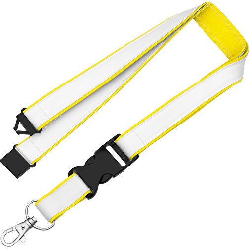 Lanyard Classic Neo , Promo Effects, weiß / gelb, Polyester / Satin, 92,00cm x 2,00cm (Länge x Breite), Bild 1