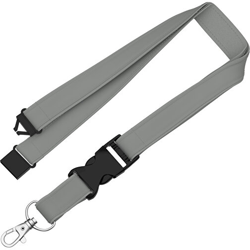 Lanyard Classic Neo , Promo Effects, grau, Polyester / Satin, 92,00cm x 2,50cm (Länge x Breite), Bild 1