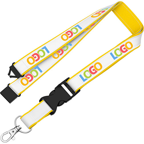 Lanyard Classic Neo , Promo Effects, weiß / goldgelb, Polyester / Satin, 92,00cm x 1,50cm (Länge x Breite), Bild 2