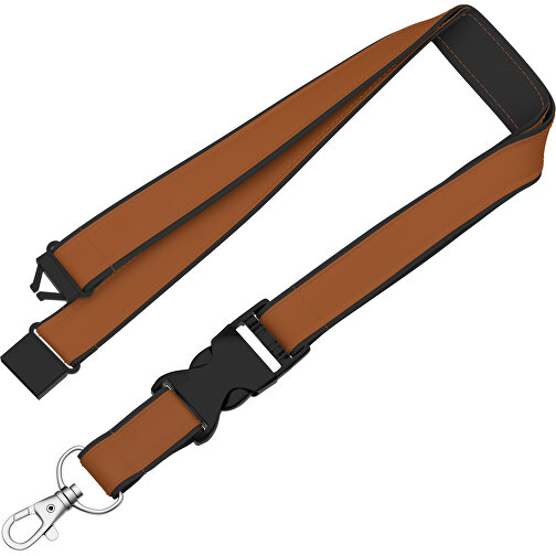 Lanyard Classic Neo , Promo Effects, braun / schwarz, Polyester / Satin, 92,00cm x 2,00cm (Länge x Breite), Bild 1