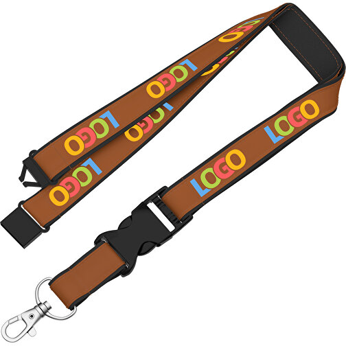 Lanyard Classic Neo , Promo Effects, braun / schwarz, Polyester / Satin, 92,00cm x 2,00cm (Länge x Breite), Bild 2