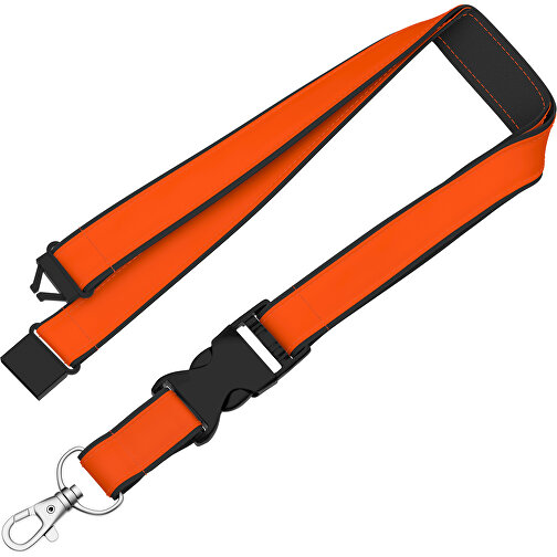 Lanyard Classic Neo , Promo Effects, orange / schwarz, Polyester / Satin, 92,00cm x 1,50cm (Länge x Breite), Bild 1