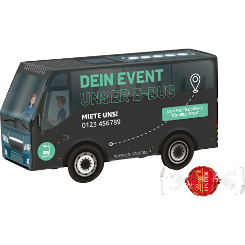 3D-Präsent  Bus , Lindt, Vollkartonhülle, weiss, 4,60cm x 7,00cm x 12,80cm (Länge x Höhe x Breite), Bild 1