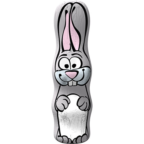 MAXI-Schoko-Osterhase , weiss / hellgrau, 4,50cm x 15,00cm (Länge x Breite), Bild 1