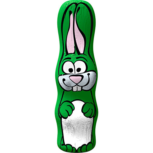 MAXI-Schoko-Osterhase , weiss / grün, 4,50cm x 15,00cm (Länge x Breite), Bild 1