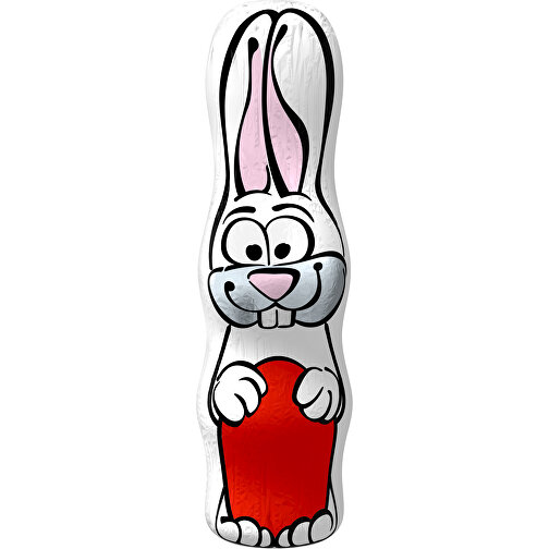 MAXI-Schoko-Osterhase , rot / weiss, 4,50cm x 15,00cm (Länge x Breite), Bild 1