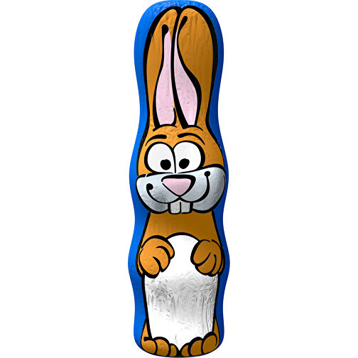 MAXI-Schoko-Osterhase , weiss / kobaltblau, 4,50cm x 15,00cm (Länge x Breite), Bild 1