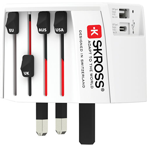 SKROSS MUV USB ( 1 USB-C 1 USB-A), Weiß , weiß, PC, 6,30cm x 5,40cm x 7,50cm (Länge x Höhe x Breite), Bild 2