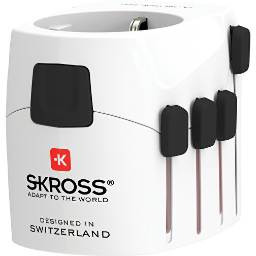 SKROSS Pro 3-Pole World Travel Adapter, Weiß , weiß, PC, 5,50cm x 6,00cm x 7,20cm (Länge x Höhe x Breite), Bild 1