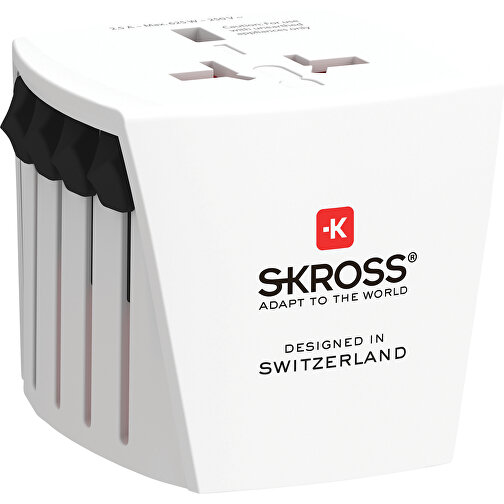 SKROSS World Travel Adapter MUV Micro, Weiß , weiß, PC, 6,50cm x 6,20cm x 5,50cm (Länge x Höhe x Breite), Bild 1