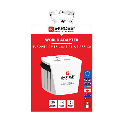 SKROSS World Travel Adapter MUV Micro, Weiß , weiß, PC, 6,50cm x 6,20cm x 5,50cm (Länge x Höhe x Breite), Bild 5