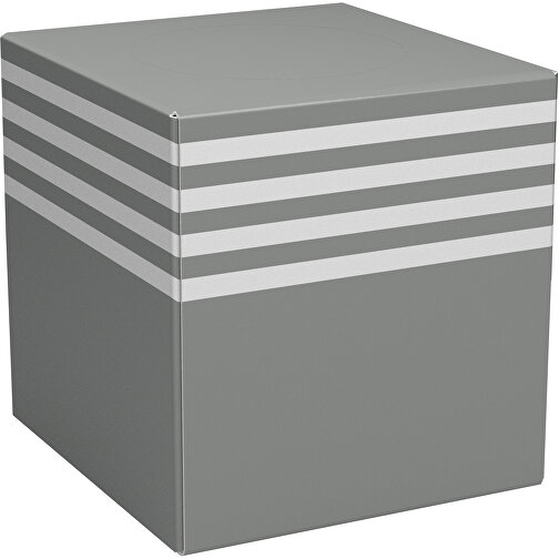 Taschentücher-Box 'Real Cube 100' , grau / weiß, Karton Simcote, GC2 300g/m2 0,55 micron, 11,50cm x 11,50cm x 11,50cm (Länge x Höhe x Breite), Bild 1