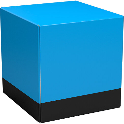 Taschentücher-Box 'Real Cube 100' , himmelblau / schwarz, Karton Simcote, GC2 300g/m2 0,55 micron, 11,50cm x 11,50cm x 11,50cm (Länge x Höhe x Breite), Bild 1